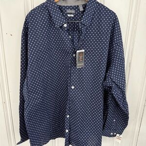 Van Heusen Dark Blue Polka Dot Men's Shirt 3X
